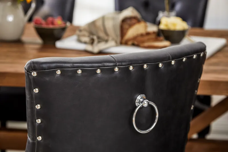 Ruokailuryhmä Yorkshire 200 cm Jatkettava 6 Hermione tuolia - Luonnonväri/Musta - Huonekalut - Pöytä & ruokailuryhmä - Ruokailuryhmä