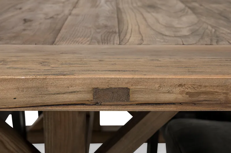 Ruokailuryhmä Yorkshire 200 cm Jatkettava 6 Hermione tuolia - Luonnonväri/Musta - Huonekalut - Pöytä & ruokailuryhmä - Ruokailuryhmä