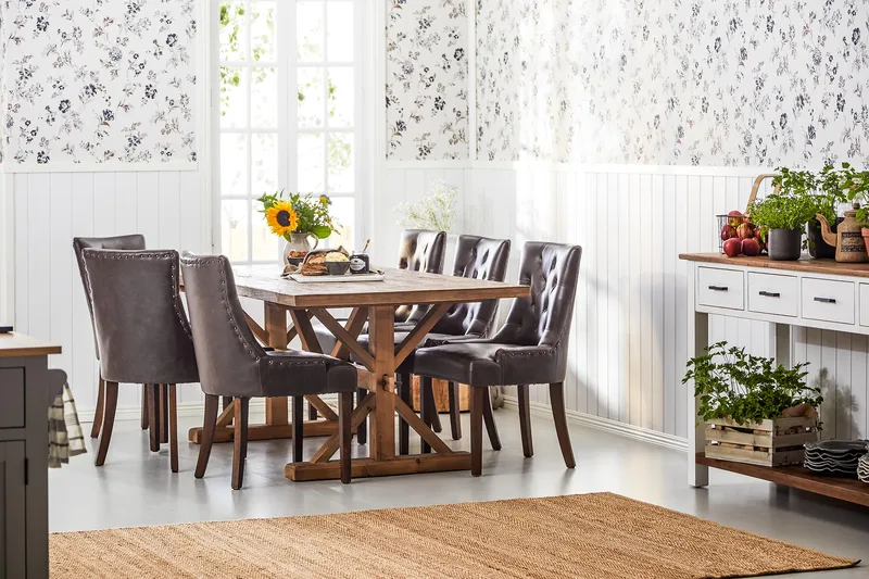 Ruokailuryhmä Yorkshire 200 cm Jatkettava 6 Hermione Tuolia - Luonnonväri/Ruskea - Huonekalut - Pöytä & ruokailuryhmä - Ruokailuryhmä