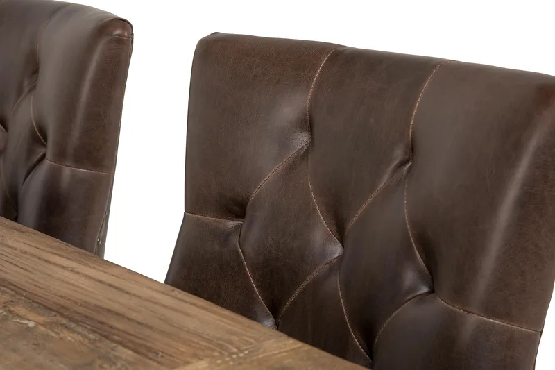 Ruokailuryhmä Yorkshire 200 cm Jatkettava 6 Hermione tuolia - Luonnonväri/Valk/Ruskea - Huonekalut - Pöytä & ruokailuryhmä - Ruokailuryhmä