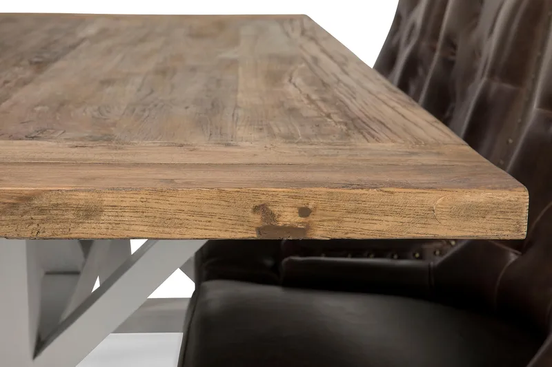 Ruokailuryhmä Yorkshire 200 cm Jatkettava 6 Hermione tuolia - Luonnonväri/Valk/Ruskea - Huonekalut - Pöytä & ruokailuryhmä - Ruokailuryhmä