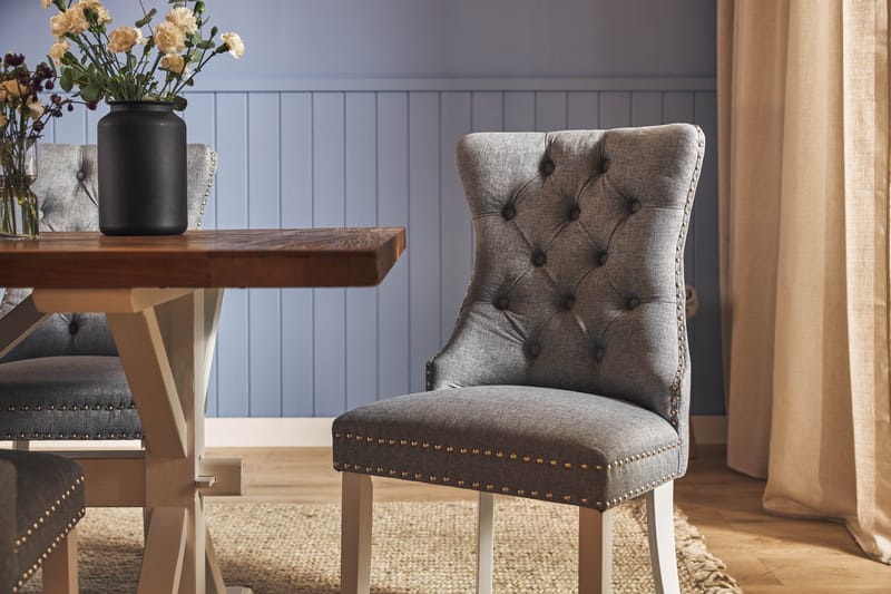 Ruokailuryhmä Yorkshire 200 cm Jatkettava 6 Lossmen tuolia - Ruskea / Valkoinen - Huonekalut - Pöytä & ruokailuryhmä - Ruokailuryhmä