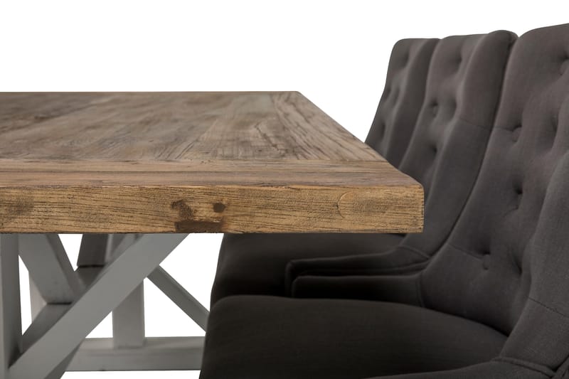 Ruokailuryhmä Yorkshire 200 cm Jatkettava 6 Ophelia tuolia - Luonnonväri/Valk/Harmaa - Huonekalut - Pöytä & ruokailuryhmä - Ruokailuryhmä