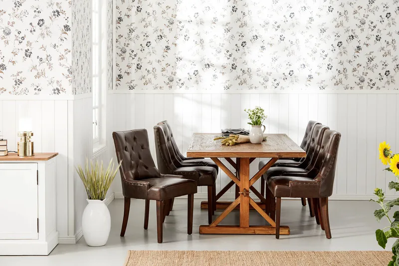 Ruokailuryhmä Yorkshire Jatkettava 200 cm 6 Hermione Tuolia - Luonnonväri/Ruskea - Huonekalut - Pöytä & ruokailuryhmä - Ruokailuryhmä