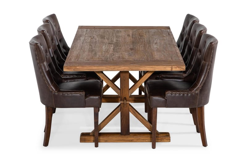 Ruokailuryhmä Yorkshire Jatkettava 200 cm 6 Hermione Tuolia - Luonnonväri/Ruskea - Huonekalut - Pöytä & ruokailuryhmä - Ruokailuryhmä