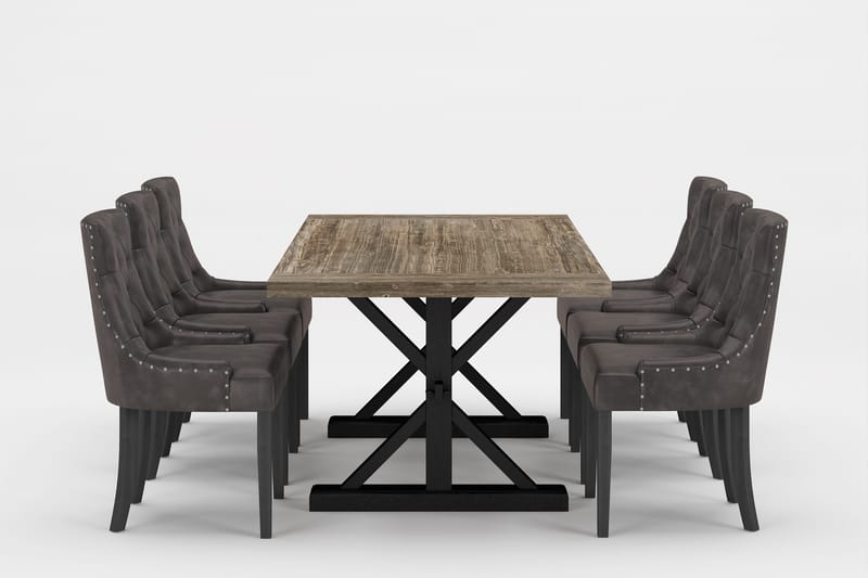 Ruokailuryhmä Yorkshire Premium 200-290 cm 6 Hermione tuolia, Ruskea/Musta