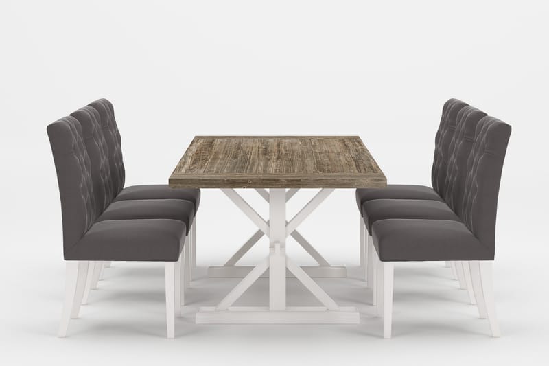 Ruokailuryhmä Yorkshire Premium 200-290 cm 6 Emmie tuolia, Harmaa/Ruskea