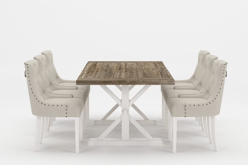 Ruokailuryhmä Yorkshire Premium 200-290 cm 6 Ophelia tuolia - Beige/Ruskea - Huonekalut - Pöytä & ruokailuryhmä - Ruokailuryhmä