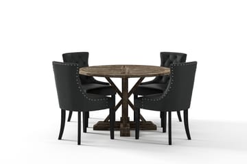 Ruokailuryhmä Yorkshire Premium 120-160 cm 4 Hermione tuolia - Musta/Ruskea - Huonekalut - Pöytä & ruokailuryhmä - Ruokailuryhmä