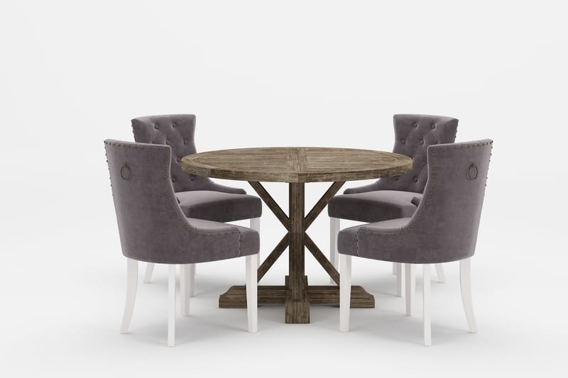 Ruokailuryhmä Yorkshire Premium 120-160 cm 4 Ophelia tuolia - Harmaa/Ruskea - Huonekalut - Pöytä & ruokailuryhmä - Ruokailuryhmä