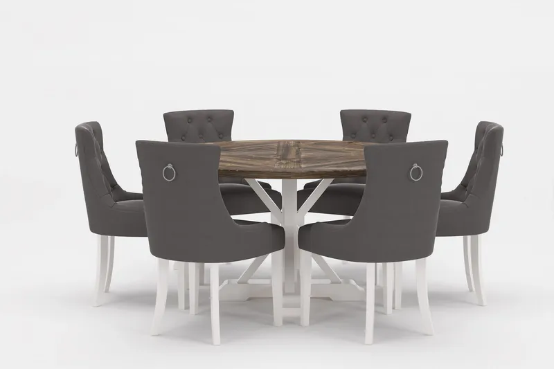 Ruokailuryhmä Yorkshire Premium Pyöreä 150 cm 6 Ophelia tuo, Harmaa/Ruskea