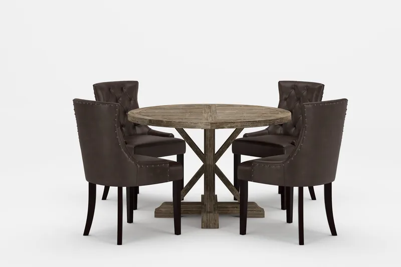 Ruokailuryhmä Yorkshire Premium 120-160 cm 4 Hermione tuolia, Tummanruskea/Ruskea