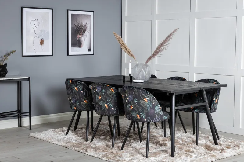 Ruokailuryhmä Zenazmi 195 cm + 6 Sedavi ruokatuolia - Huonekalut - Pöytä & ruokailuryhmä - Ruokailuryhmä