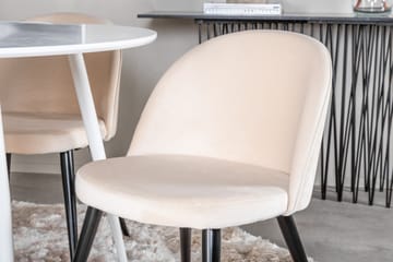 Ruokailuryhmä Pinilla 100 cm Pyöreä 4 Luisa samettituolia - Valkoinen/Beige - Huonekalut - Pöytä & ruokailuryhmä - Ruokailuryhmä