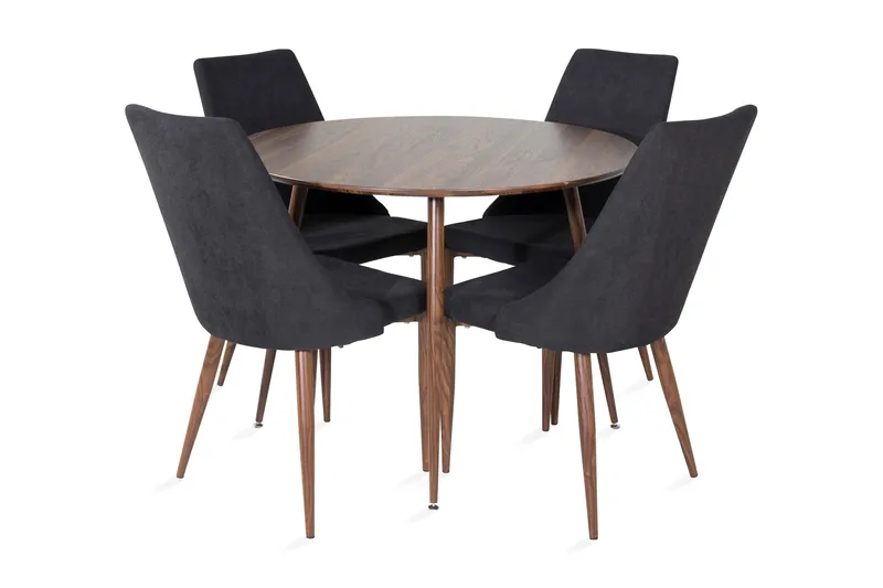 Ruokailuryhmä Pinilla 100 cm Pyöreä 4 Mues tuolia, Ruskea/Musta