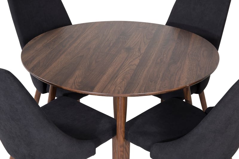 Ruokailuryhmä Pinilla 100 cm Pyöreä 4 Mues tuolia - Ruskea/Musta - Huonekalut - Pöytä & ruokailuryhmä - Ruokailuryhmä