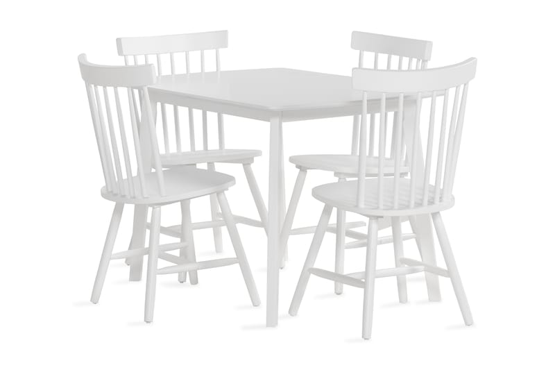 Ruokailuryhmä Piatra 120 cm sis. 4 Taplow Tuolia - Valkoinen - Huonekalut - Pöytä & ruokailuryhmä - Ruokailuryhmä