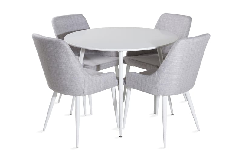 Ruokailuryhmä Pinilla 100 cm Pyöreä 4 Pinilla tuolia, Valkoinen/Harmaa