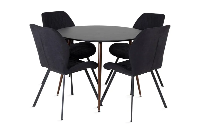 Ruokailuryhmä Pinilla Pyöreä 4 Pombriego Tuolia, Musta/Ruskea