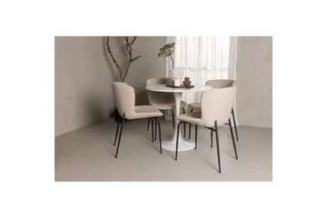 Ruokailuryhmä Pyöreä ruokailuryhmä Hamden, Modesto Beige - Beige - Huonekalut - Pöytä & ruokailuryhmä - Ruokailuryhmä