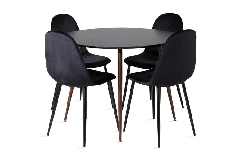 Ruokailuryhmä Pinilla Pyöreä 4 Tommy Tuolia, Musta/Ruskea