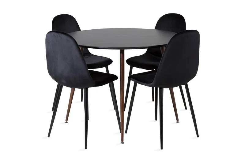 Ruokailuryhmä Pinilla Pyöreä 4 Tommy Tuolia, Musta/Ruskea