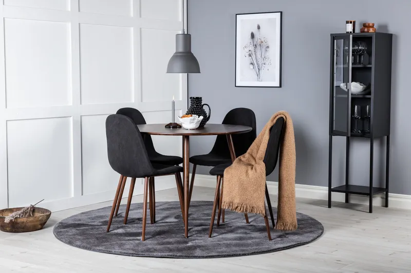 Ruokailuryhmä Pinilla 100 cm Pyöreä 4 Yegua tuolia - Ruskea/Musta - Huonekalut - Pöytä & ruokailuryhmä - Ruokailuryhmä