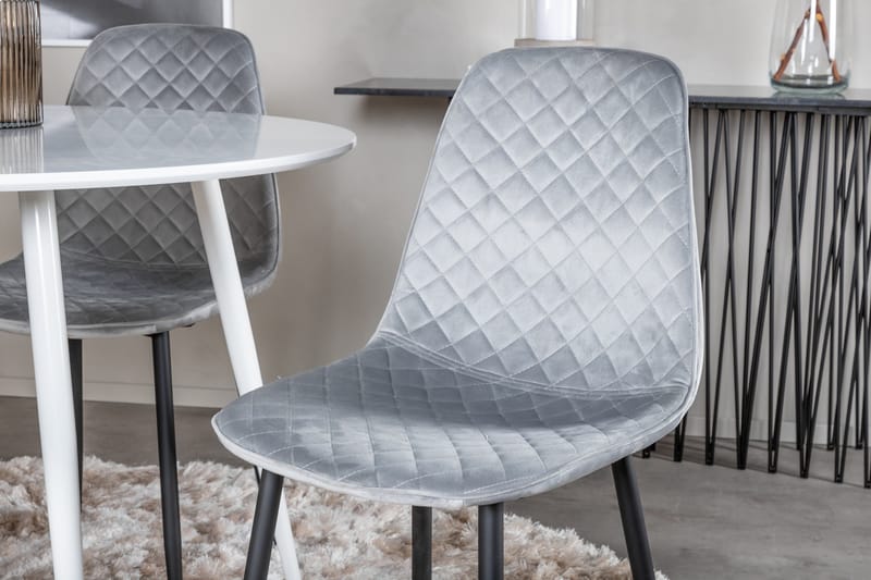 Ruokailuryhmä Pinilla 100 cm Pyöreä 4 Yegua tuolia - Valkoinen/Harmaa/Musta - Huonekalut - Pöytä & ruokailuryhmä - Ruokailuryhmä