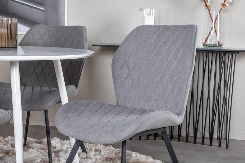 Ruokailuryhmä Pinilla 100 cm Pyöreä 4 Pombriego tuolia - Valkoinen/Harmaa/Musta - Huonekalut - Pöytä & ruokailuryhmä - Ruokailuryhmä