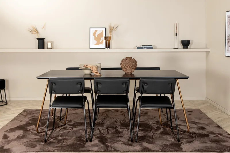 Ruokailuryhmä Pipaon 190 cm sis 6 Kenten tuolia - Musta/Kupari - Huonekalut - Pöytä & ruokailuryhmä - Ruokailuryhmä