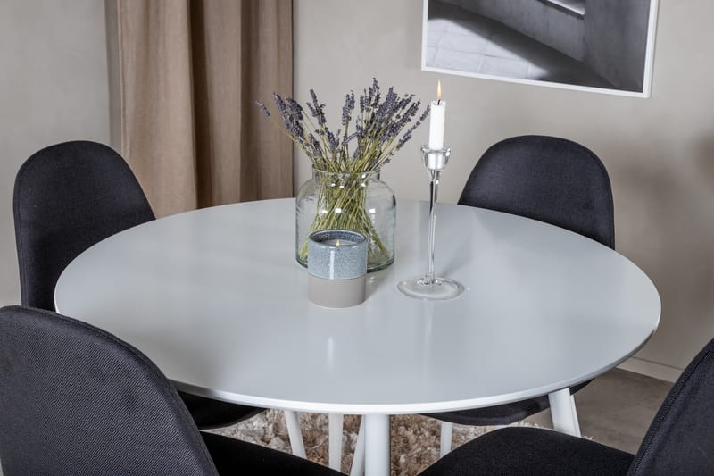 Ruokailuryhmä Pinilla 100 cm Pyöreä 4 Yegua tuolia - Valkoinen/Musta - Huonekalut - Pöytä & ruokailuryhmä - Ruokailuryhmä