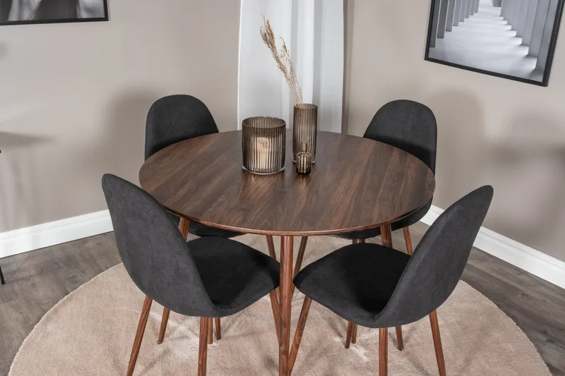 Ruokailuryhmä Pinilla 100 cm Pyöreä 4 Yegua tuolia - Ruskea/Musta - Huonekalut - Pöytä & ruokailuryhmä - Ruokailuryhmä