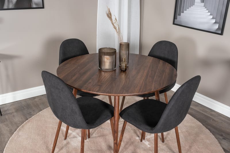 Ruokailuryhmä Pinilla 100 cm Pyöreä 4 Yegua tuolia - Ruskea/Musta - Huonekalut - Pöytä & ruokailuryhmä - Ruokailuryhmä