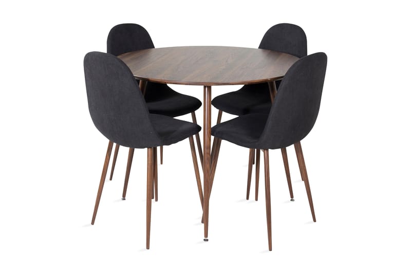 Ruokailuryhmä Pinilla 100 cm Pyöreä 4 Yegua tuolia, Ruskea/Musta