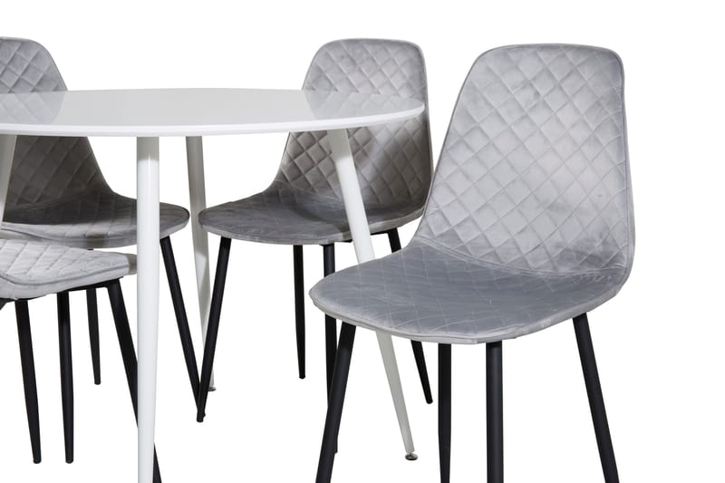 Ruokailuryhmä Pinilla 100 cm Pyöreä 4 Yegua tuolia - Valkoinen/Harmaa/Musta - Huonekalut - Pöytä & ruokailuryhmä - Ruokailuryhmä