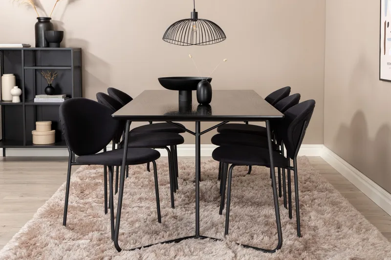 Ruokailuryhmä Pipaon 190 cm sis 6 Capmany tuolia, Musta