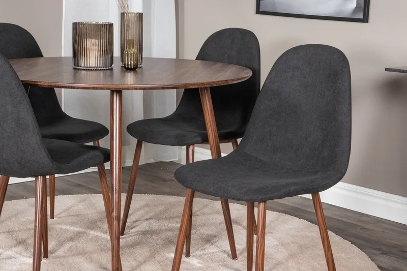 Ruokailuryhmä Pinilla 100 cm Pyöreä 4 Yegua tuolia - Ruskea/Musta - Huonekalut - Pöytä & ruokailuryhmä - Ruokailuryhmä