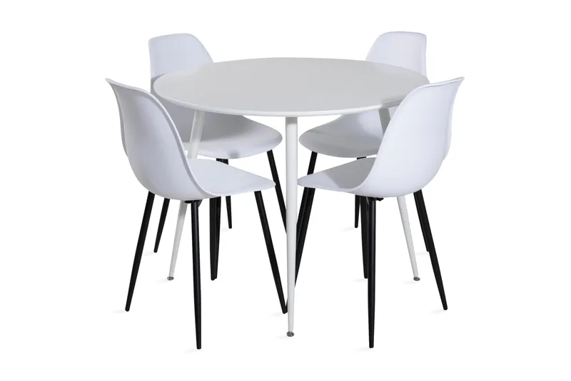 Ruokailuryhmä Pinilla 100 cm Pyöreä 4 Yegua tuolia, Valkoinen/Musta