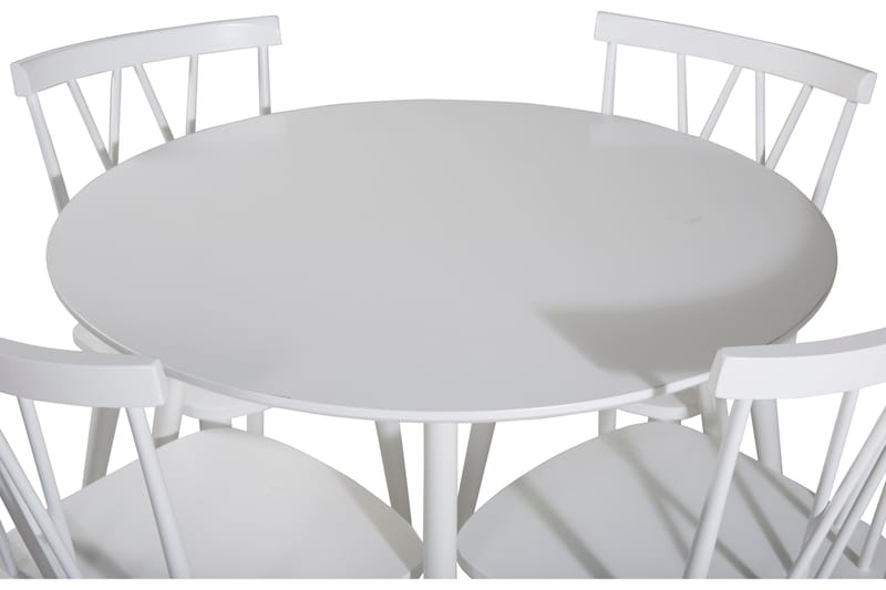 Ruokailuryhmä Pinilla 100 cm Pyöreä 4 Yegua tuolia - Valkoinen/Harmaa - Huonekalut - Pöytä & ruokailuryhmä - Ruokailuryhmä