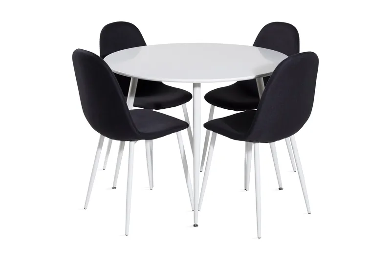 Ruokailuryhmä Pinilla 100 cm Pyöreä 4 Yegua tuolia, Valkoinen/Musta