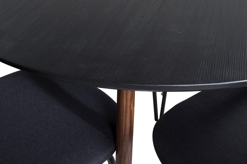 Ruokailuryhmä Pinilla Pyöreä 4 Capmany Tuolia - Musta/Ruskea - Huonekalut - Pöytä & ruokailuryhmä - Ruokailuryhmä