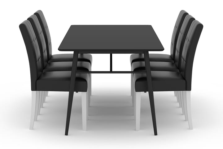 Ruokapöytä Breyawna 200 cm 6 Leo tuolia Keinonahka - Beige/Musta - Ruokailuryhmä