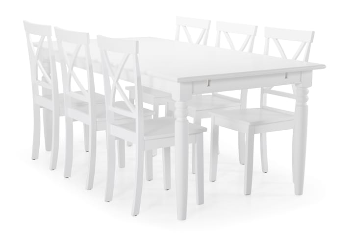 Ruokapöytä Hampton 6 Nadica tuolia - Valkoinen - Ruokailuryhmä