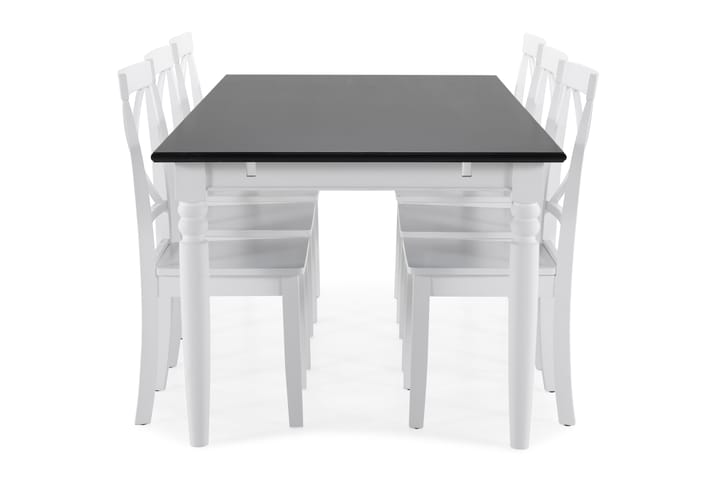 Ruokapöytä Hampton 6 Nadica tuolia - Valkoinen/Musta - Ruokailuryhmä