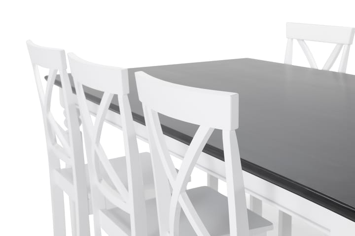 Ruokapöytä Hampton 6 Nadica tuolia - Valkoinen/Musta - Ruokailuryhmä