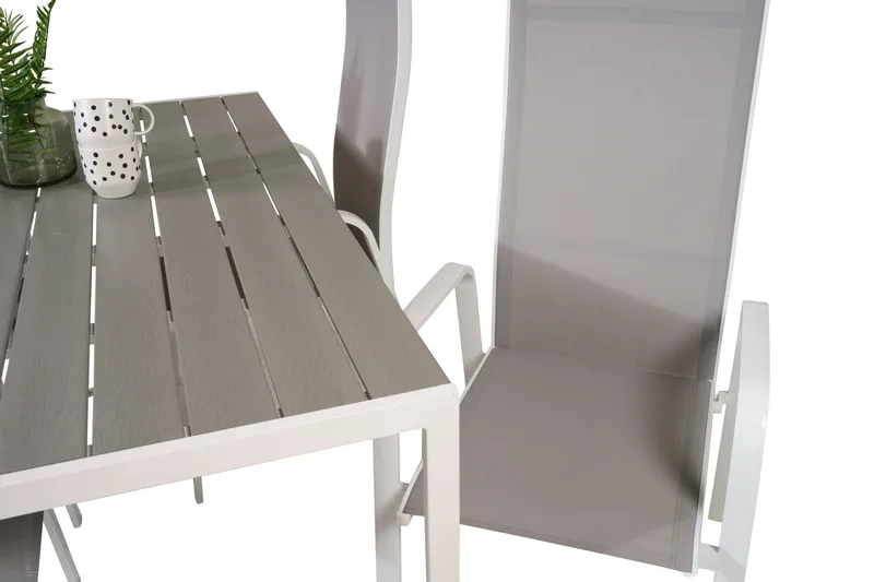 Ruokapöytä ja 4 Dusternbrook nojatuolia - Polywood/Valkoinen - Puutarhakalusteet - Ulkoryhmä - Ruokailuryhmät ulos