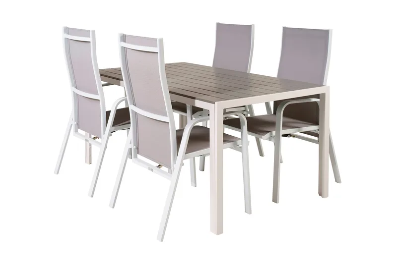 Ruokapöytä ja 4 Dusternbrook nojatuolia, Polywood/Valkoinen