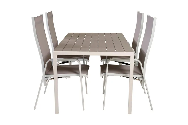 Ruokapöytä ja 4 Dusternbrook nojatuolia - Polywood/Valkoinen - Puutarhakalusteet - Ulkoryhmä - Ruokailuryhmät ulos