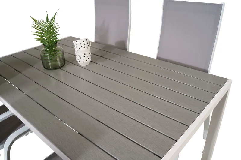 Ruokapöytä ja 4 Dusternbrook nojatuolia - Polywood/Valkoinen - Puutarhakalusteet - Ulkoryhmä - Ruokailuryhmät ulos