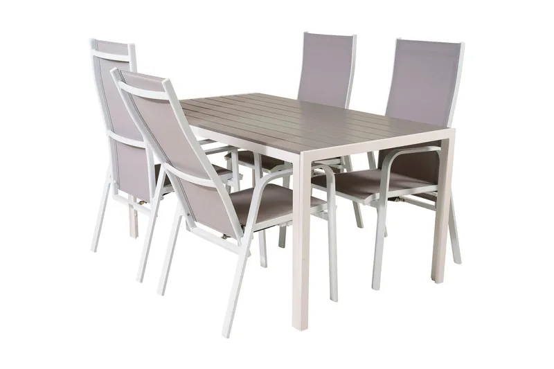 Ruokapöytä ja 4 Dusternbrook nojatuolia - Polywood/Valkoinen - Puutarhakalusteet - Ulkoryhmä - Ruokailuryhmät ulos
